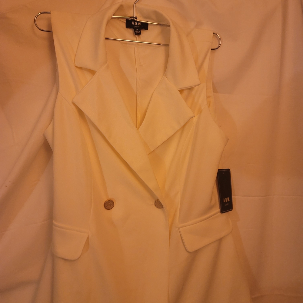 Zara Cream Double-Breasted Sleeveless Blazer Vest